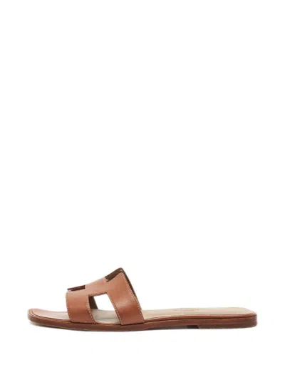Pre-owned Hermes Oran H-cut Sandals In Brown