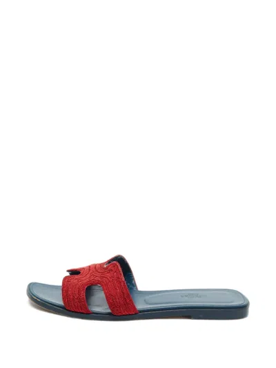 Pre-owned Hermes Oran H-cutout Sandals In Red
