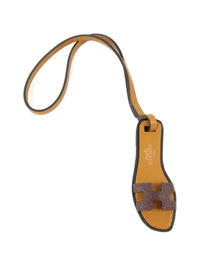 Pre-owned Hermes Oran Nano Epsom Leather Bag Charm In Neutral