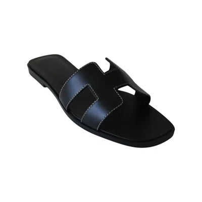 Pre-owned Hermes Oran Sandals Black
