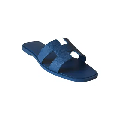 Pre-owned Hermes Oran Sandals Blue