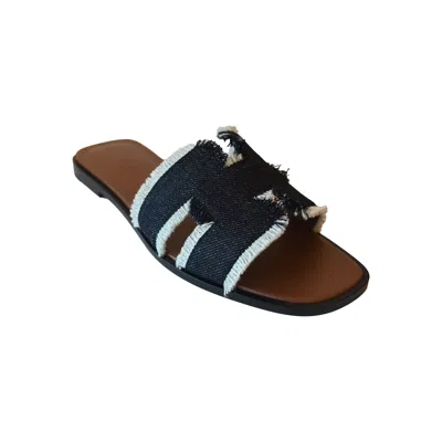 Pre-owned Hermes Oran Sandals Denim