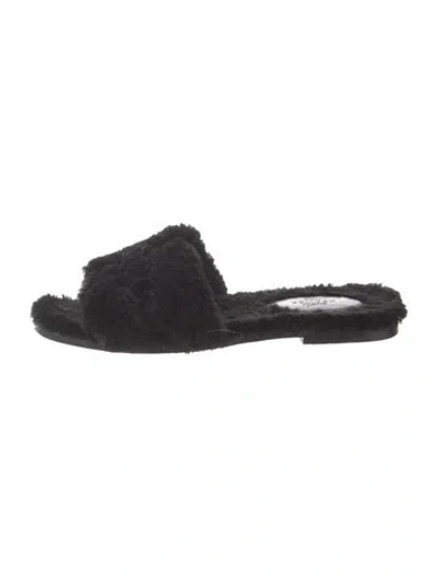 Pre-owned Hermes Oran Shearling Slippers In Black