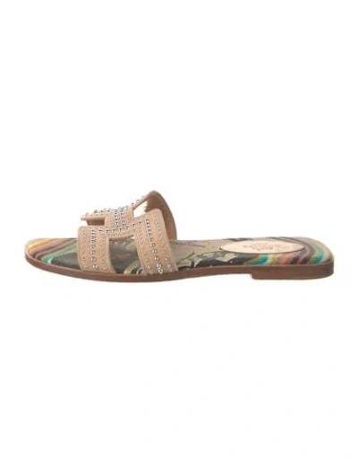 Pre-owned Hermes Oran Suede Slides In Neutral
