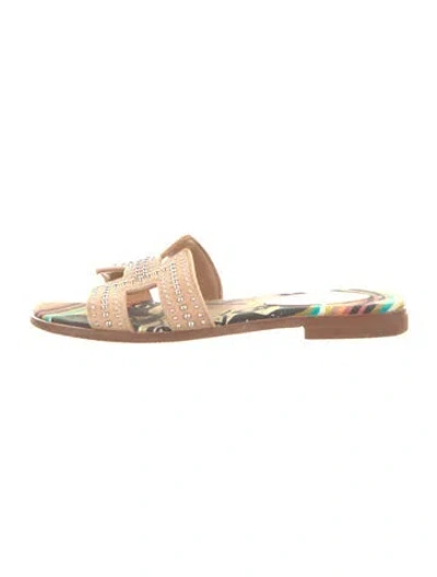Pre-owned Hermes Oran Suede Slides In Neutral