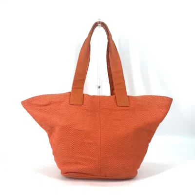Pre-owned Hermes Orange Canvas Beach Bag Shoulder Bag Tote Bag ()