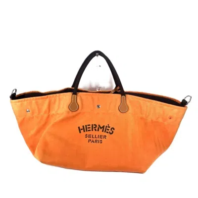 Pre-owned Hermes Orange Canvas Boston Bag Shoulder Bag ()