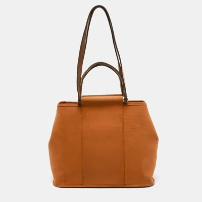 Pre-owned Hermes Orange Canvas Cabag Elan Pm Bag