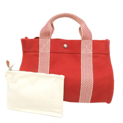 Pre-owned Hermes Orange Canvas Cotton Tote Bag ()