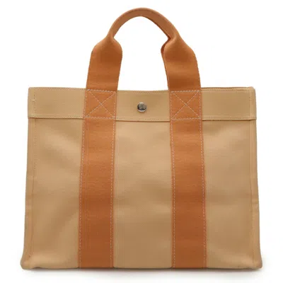 Pre-owned Hermes Orange Canvas Handbag Pouch Tote Bag ()