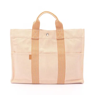 Pre-owned Hermes Orange Canvas Tote Bag ()