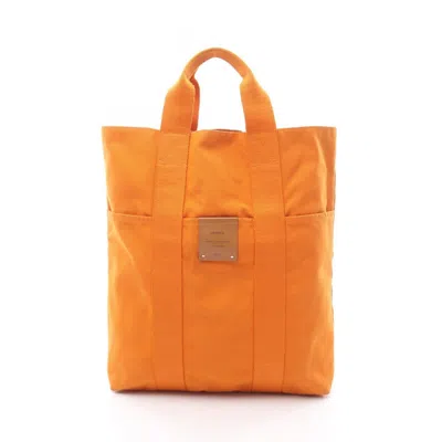 Pre-owned Hermes Orange Canvas Tote Bag ()