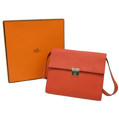Pre-owned Hermes Orange Chevre Leather Shoulder Bag ()