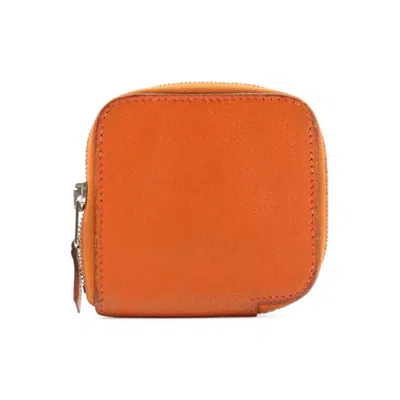 Pre-owned Hermes Orange Chevre Myzore Leather Coin Purse/coin Case ()
