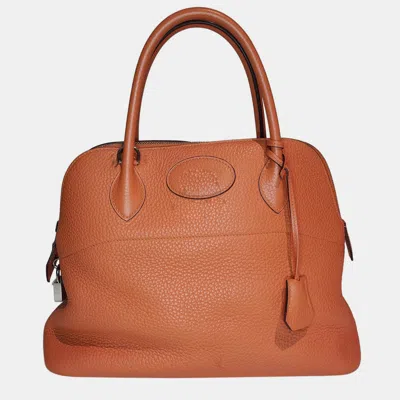 Pre-owned Hermes Orange Clemence Bolide 31 Bag Phw