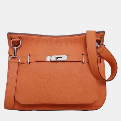Pre-owned Hermes Orange Clemence Leather Jypsiere 28 Bag