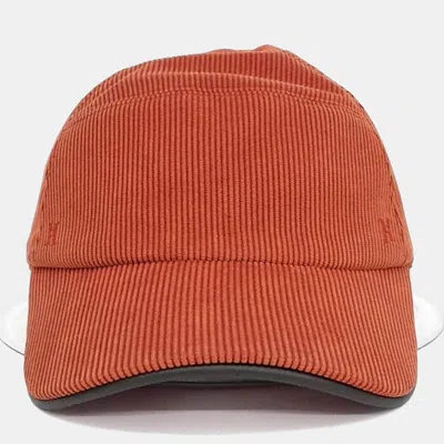 Pre-owned Hermes Orange Corduroy Cap