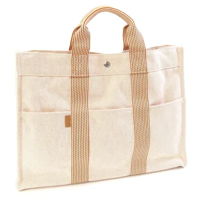 Pre-owned Hermes Orange Cotton Canvas Tote Bag ()