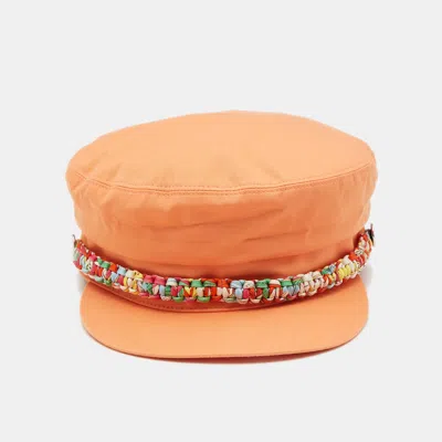 Pre-owned Hermes Hermès Orange Cotton Deauville Cap