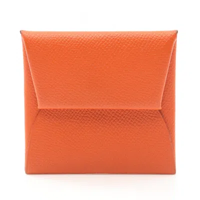 Pre-owned Hermes Orange Epsom Leather Coin Purse/coin Case ()