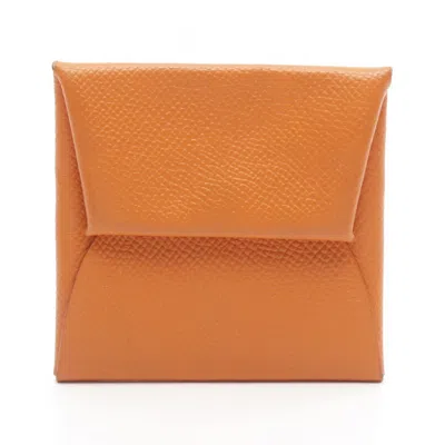 Pre-owned Hermes Orange Epsom Leather Coin Purse/coin Case ()
