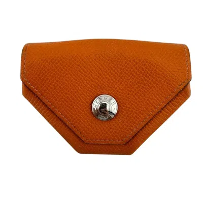 Pre-owned Hermes Orange Epsom Leather Coin Purse/coin Case ()