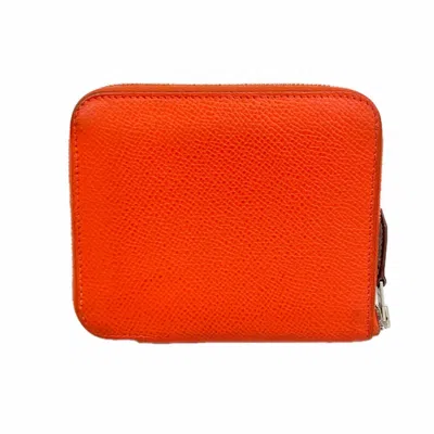Pre-owned Hermes Orange Epsom Leather Coin Purse/coin Case ()