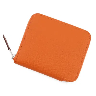 Pre-owned Hermes Orange Epsom Leather Coin Purse/coin Case ()