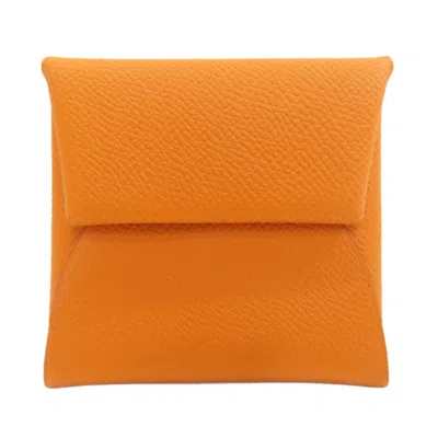 Pre-owned Hermes Orange Epsom Leather Coin Purse/coin Case ()