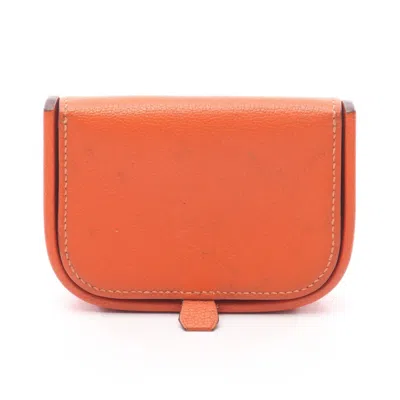 Pre-owned Hermes Orange Epsom Leather Leather Coin Purse/coin Case ()