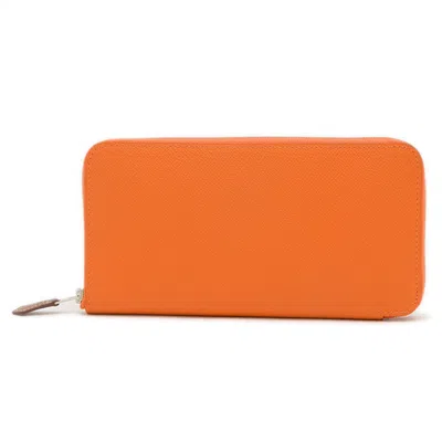 Pre-owned Hermes Orange Epsom Leather Long Wallet (bi-fold) ()