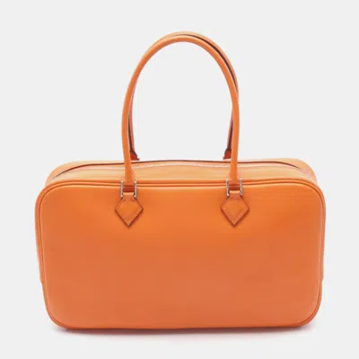 Pre-owned Hermes Plum Elan 28 Handbag Epsom Leather Orange