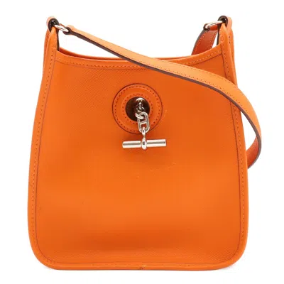 Pre-owned Hermes Orange Epsom Leather Pochette Shoulder Bag ()