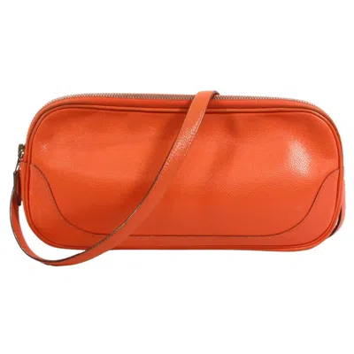 Pre-owned Hermes Orange Epsom Leather Pouch Shoulder Bag ()