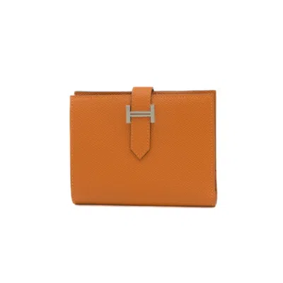 Pre-owned Hermes Orange Epsom Leather Wallet (bi-fold) ()