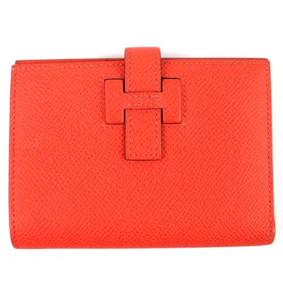 Pre-owned Hermes Orange Epsom Leather Wallet (bi-fold) ()