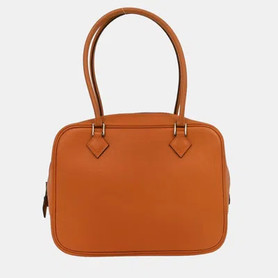 Pre-owned Hermes Orange Epsom Mini Plume Handbag