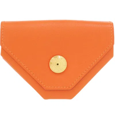 Pre-owned Hermes Orange Gulliver Leather Coin Purse/coin Case ()
