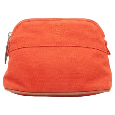 Pre-owned Hermes Orange  Mini Cosmetic Pouch