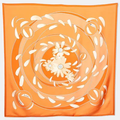 Pre-owned Hermes Orange Institut Pasteur Silk Scarf