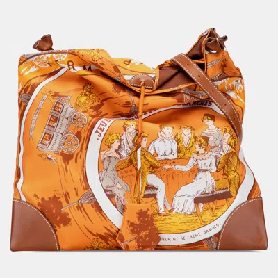 Pre-owned Hermes Orange Jeu Des Omnibus Et Dames Blanches Silky Pop Crossbody