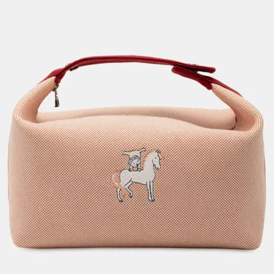 Pre-owned Hermes Orange Large Canvas Bride-a-brac Cabriole Case