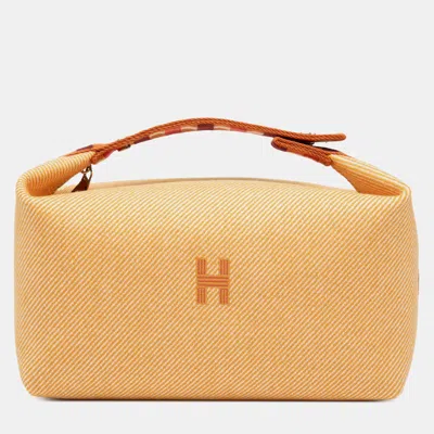 Pre-owned Hermes Orange Large Wool Bride A Brac Au Carre Case