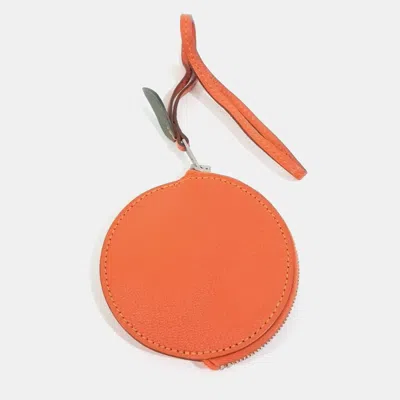 Pre-owned Hermes Orange Leather Bag Charm And Coin Purse (x)