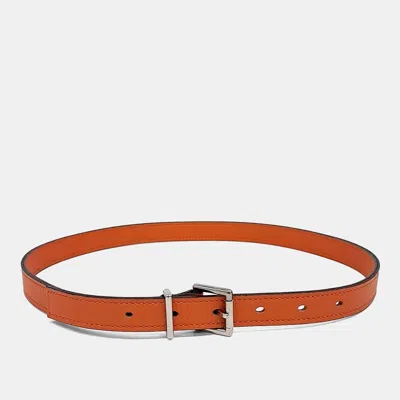 Pre-owned Hermes Orange Leather Belt (o)