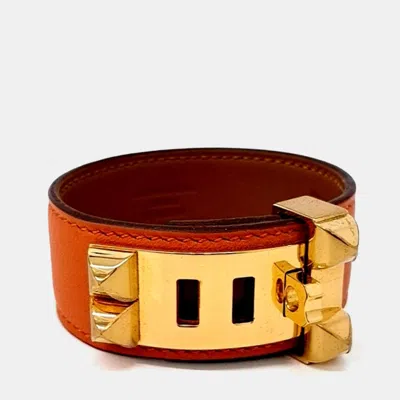 Pre-owned Hermes Orange Leather Medore Bracelet