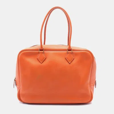 Pre-owned Hermes Plume 32 Hand Bag B Madame Leather Orange Ghw