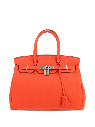Pre-owned Hermes Orange Leather Top Handle Bag