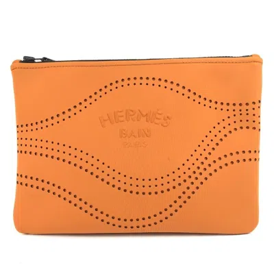 Pre-owned Hermes Orange Polyamide Clutch Bag Pouch ()