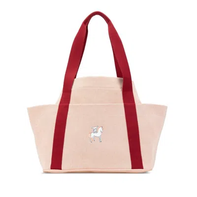 Pre-owned Hermes Orange Red Color Toile H Tote Bag ()